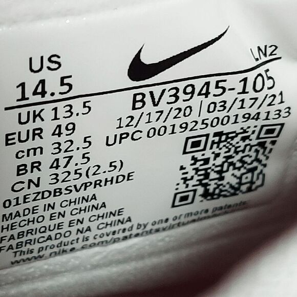 Nike Alpha Menace Pro 2 Mid Football Cleats White Red BV3945-105 Men\'s Size 14.5